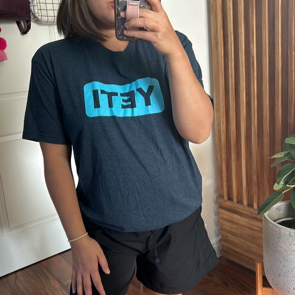Yeti Navy Blue T-Shirt with Turquoise Logo